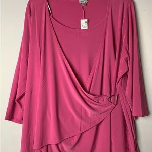 Avenue Women’s Stretch Asymmetrical Top Blouse 3/4 Sleeves Size 26/28